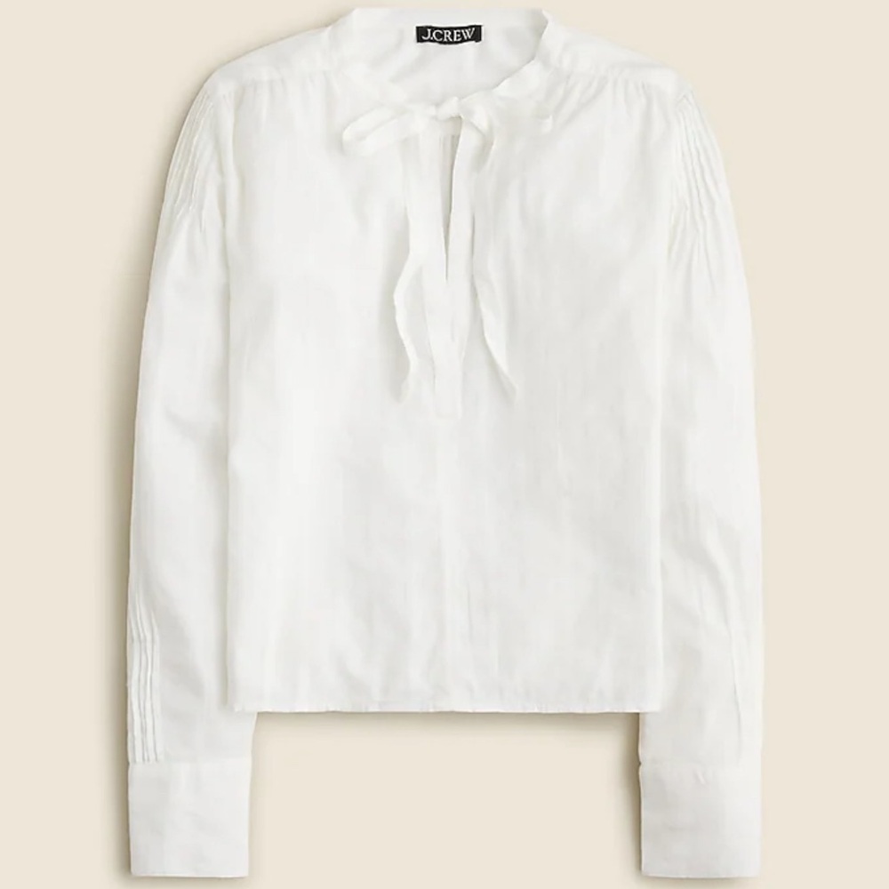 J.Crew V-neck tie top in cotton-blend dobby